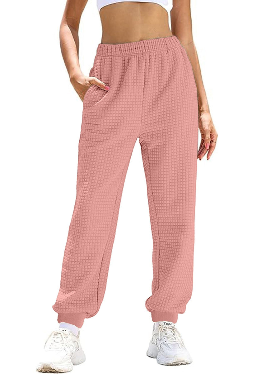 Michaela | Women's Elastic Waist Pockets Casual Pants – Dress Pants in Pink