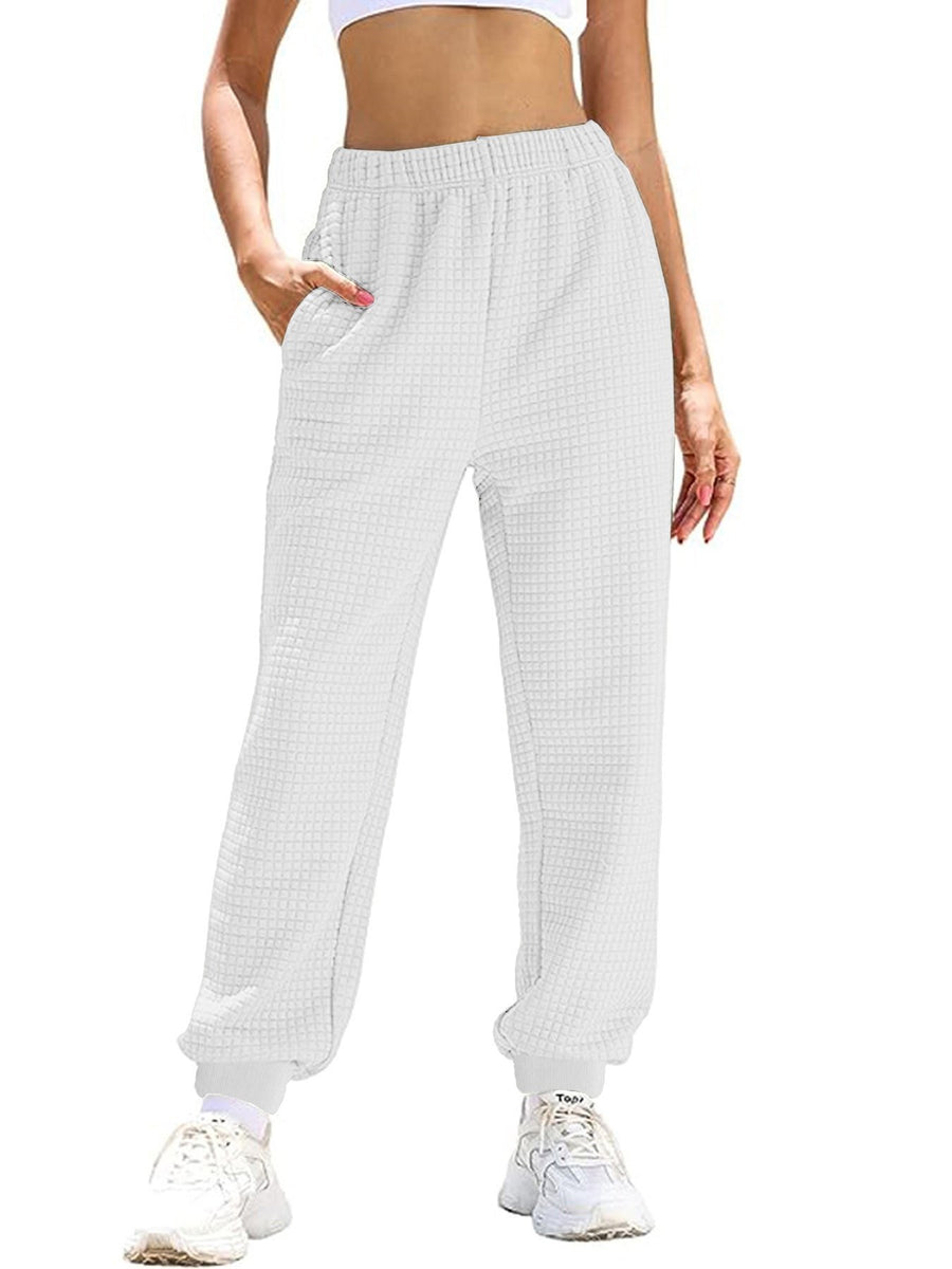 Michaela | Women's Elastic Waist Pockets Casual Pants – Dress Pants in White