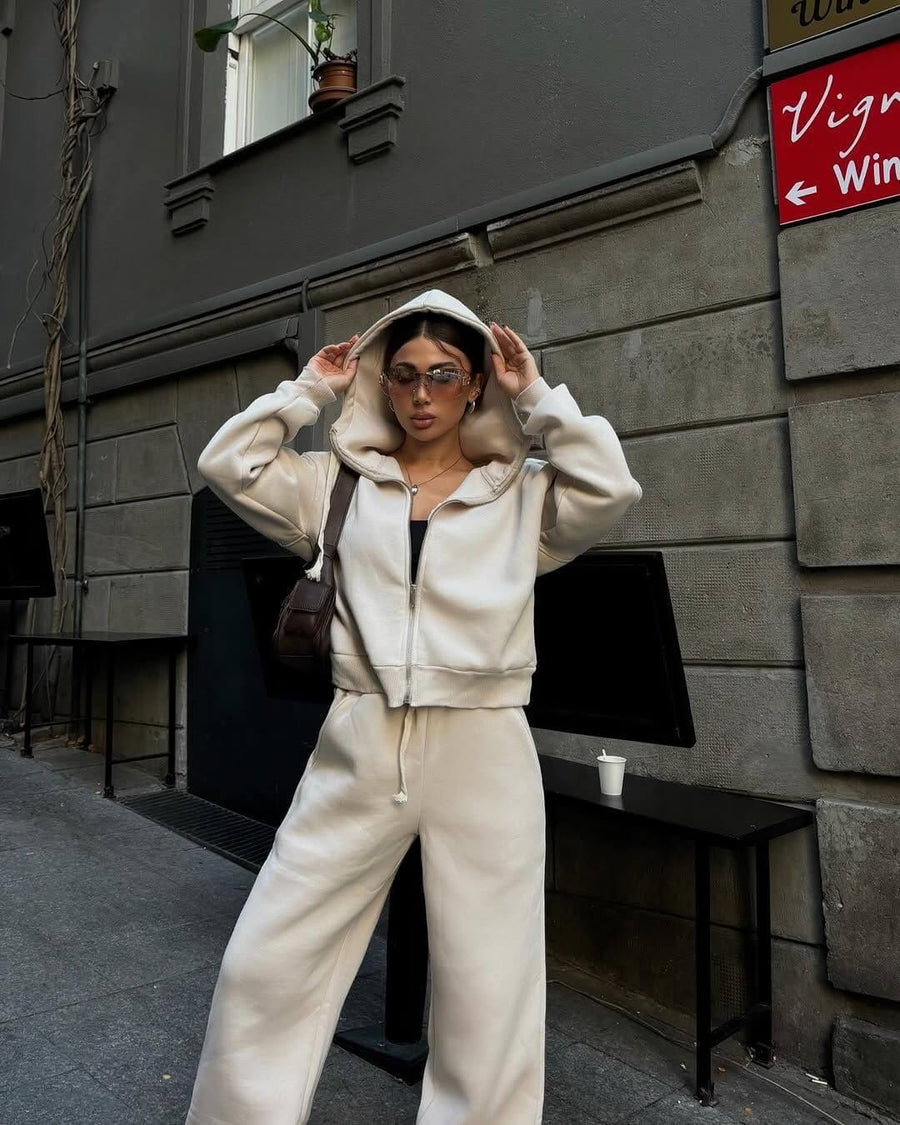Michaela | Women's Hooded Tracksuit Set in Apricot