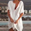 Michaela | Women's Loose Button Front Mini Shirt Dress