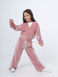 Mila | Women's Zip Velvet Tracksuit Set in Pink