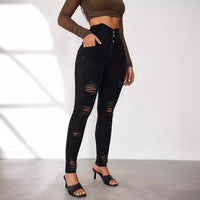 Mildred | Women's Button Detail Fashionable Jeans in Blue