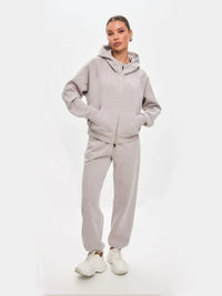 Mildred | Women's Zip Joggers in Light Gray