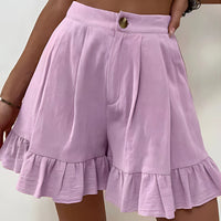 Mildred | Women's Ruffle Hem Shorts in Light Purple