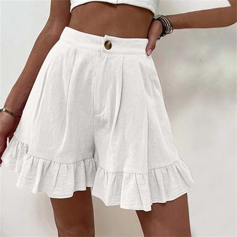 Mildred | Women's Ruffle Hem Shorts in White