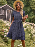 Millicent | Women's Floral Tie Waist Midi Summer Dress