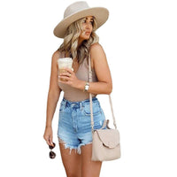 Millicent | Women's Fringe Oversized Casual Shorts in Light Blue