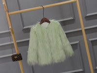 Millicente | Women's Voluminous Faux Fur Jacket in Light Green