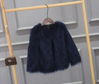 Millicente | Women's Voluminous Faux Fur Jacket in Marine Blue