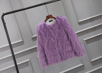 Millicente | Women's Voluminous Faux Fur Jacket in Purple