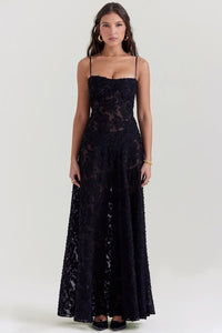 Mimosa | Women's Open Back Maxi Summer Dress in Black