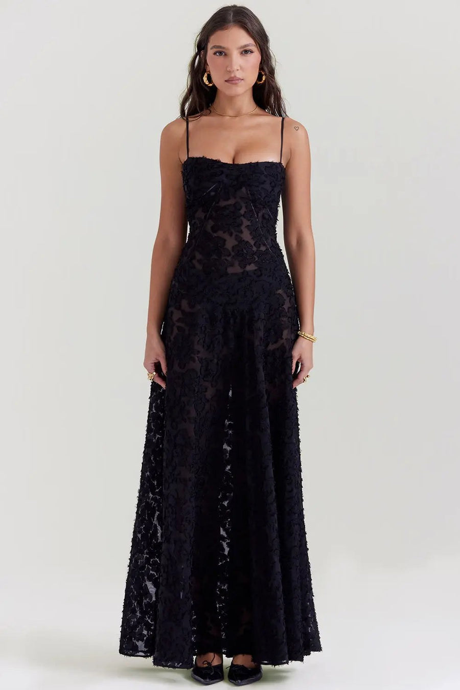 Mimosa | Women's Open Back Maxi Summer Dress in Black