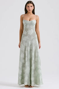 Mimosa | Women's Open Back Maxi Summer Dress in Light Green