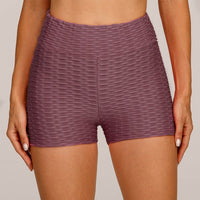 Miranda | Women's Textured High Waist Shorts in Black