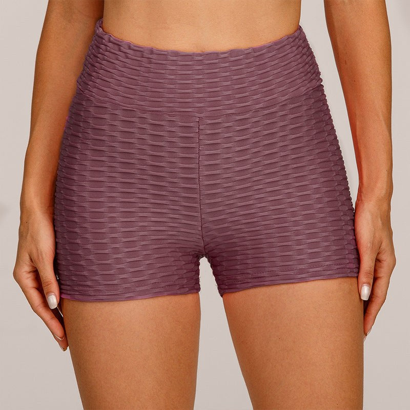 Miranda | Women's Textured High Waist Shorts in Black