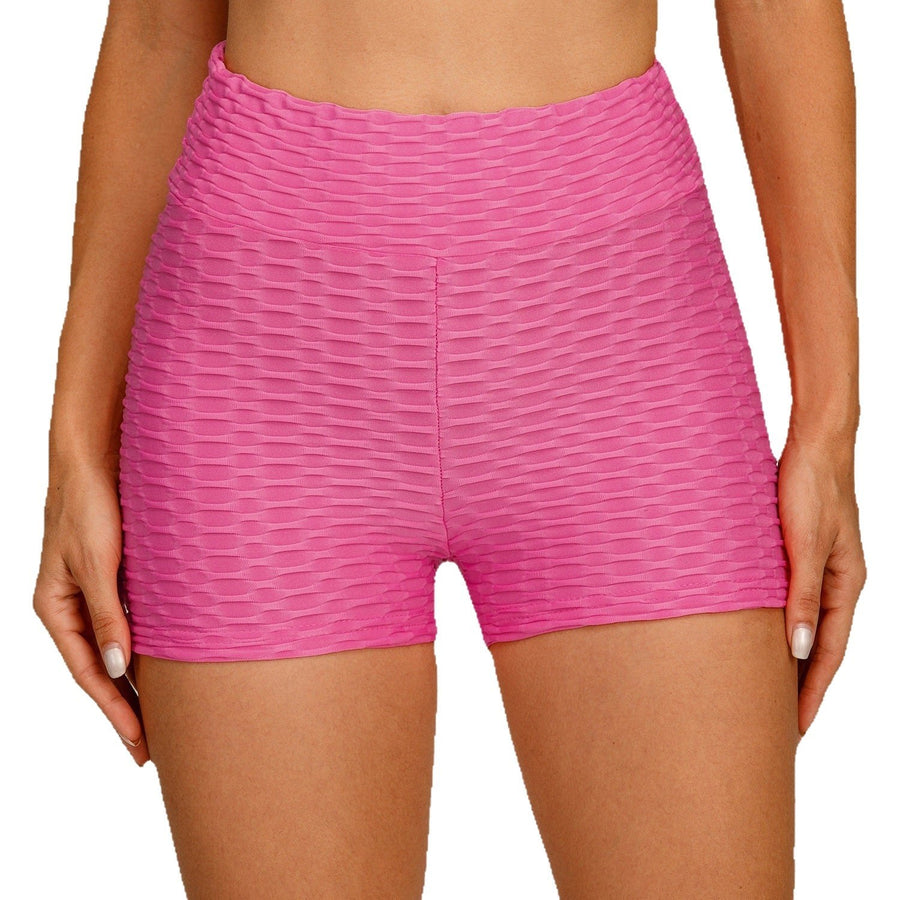 Miranda | Women's Textured High Waist Shorts in Black