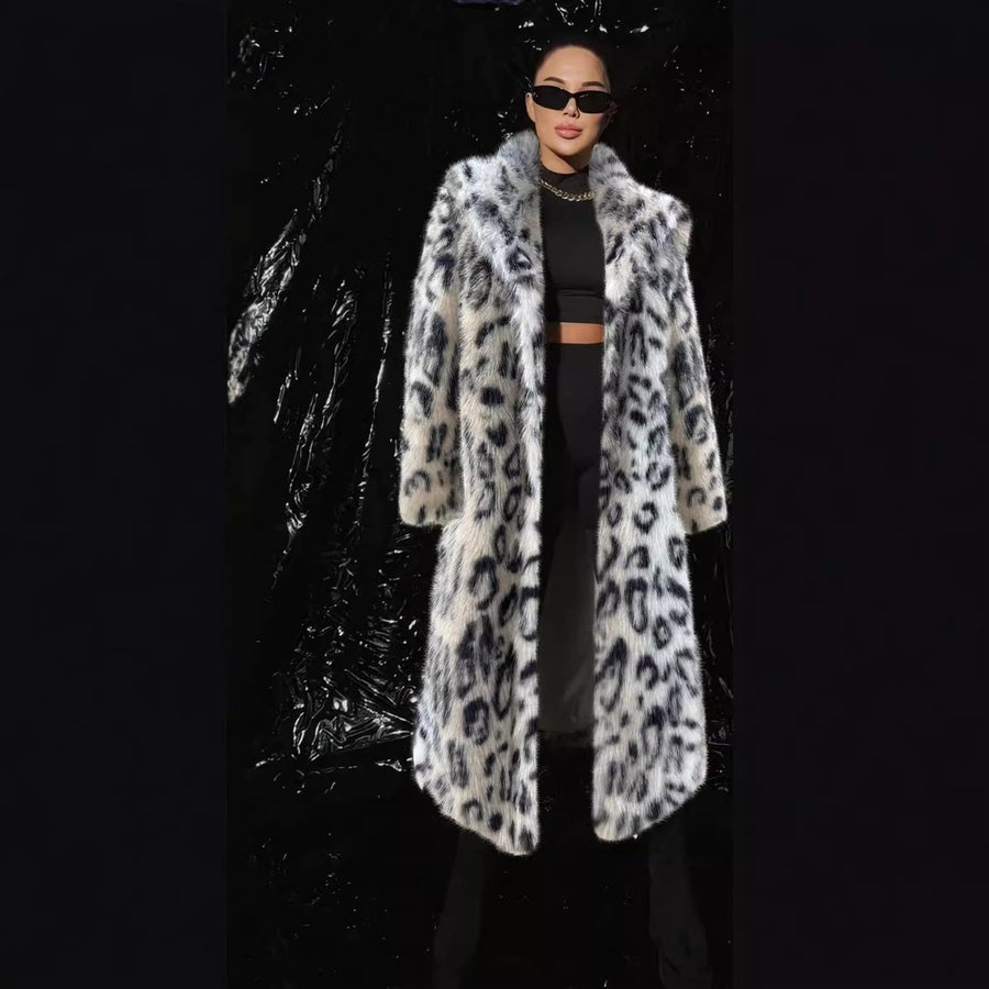 Mireio | Women's Leopard Print Faux Fur Coat