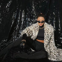 Mireio | Women's Leopard Print Faux Fur Coat