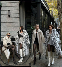 Mireio | Women's Leopard Print Faux Fur Coat in White