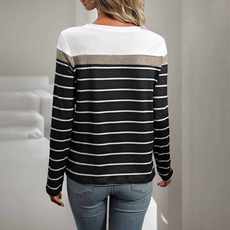 Mirella | Women's Crew Neck Long Sleeve Modern Top in Black