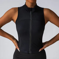 Miriam | Women's Zip Stand Collar Top in Black