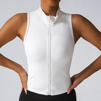 Miriam | Women's Zip Stand Collar Top in White