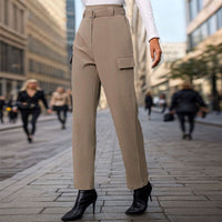 Mirjam | Women's High Waist Pockets Pants – Dress Pants in Khaki
