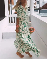 Modesty | Women's V-Neck Abstract Print Maxi Summer Dress
