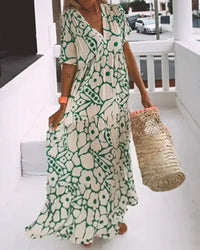 Modesty | Women's V-Neck Abstract Print Maxi Summer Dress