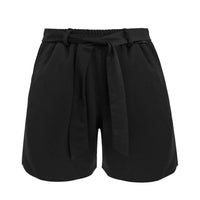 Moira | Women's Elastic Waist Tie Belt Belted Casual Pants – Dress Pants in Black