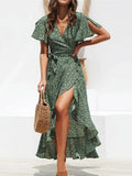 Mona | Women's Wrap Ruffle Midi Summer Dress