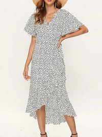 Mona | Women's Wrap Ruffle Midi Summer Dress in White