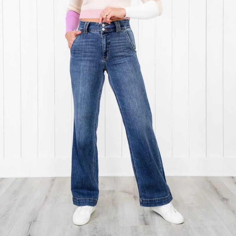 Morgana | Women's Tailored Vintage Casual Jeans in Dark Blue