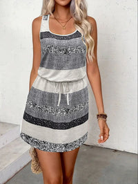 Morgana | Women's Drawstring Striped Fashionable Dress – Casual Dress in Gray