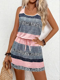 Morgana | Women's Drawstring Striped Fashionable Dress – Casual Dress in Pink