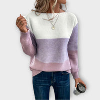 Morgana | Women's Color Block Knit Sweater in Purple