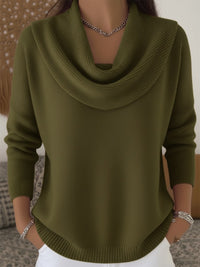Morwenna | Women's Cowl Collar Design Sweater in Green