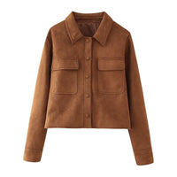 Morwenna | Women's Oversized Pockets Fashionable Leather Jacket in Light Brown