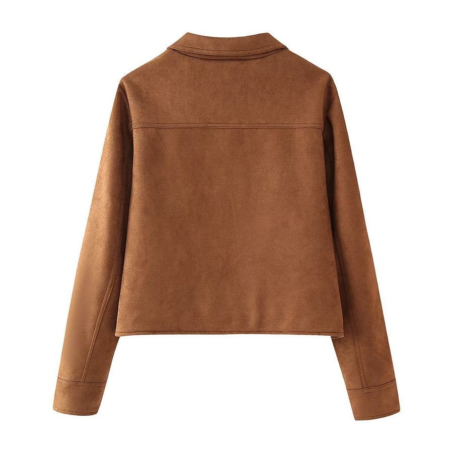 Morwenna | Women's Oversized Pockets Fashionable Leather Jacket in Light Brown