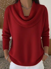 Morwenna | Women's Cowl Collar Design Sweater in Red