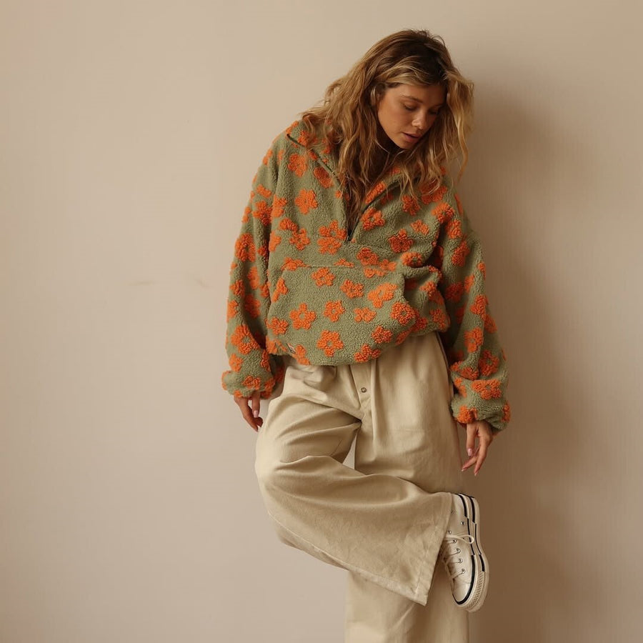 Myra | Women's Floral Quarter Zip Sweater
