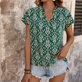 Myrtle | Women's Stand Collar Short Sleeve Floral Blouse