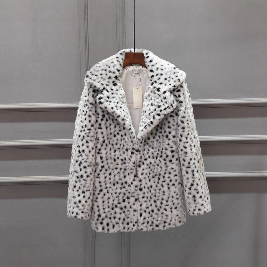 Mystique | Women's Leopard Print Faux Fur Jacket
