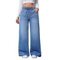 Nadine | Women's Drawstring Tailored Comfortable Jeans in Light Blue