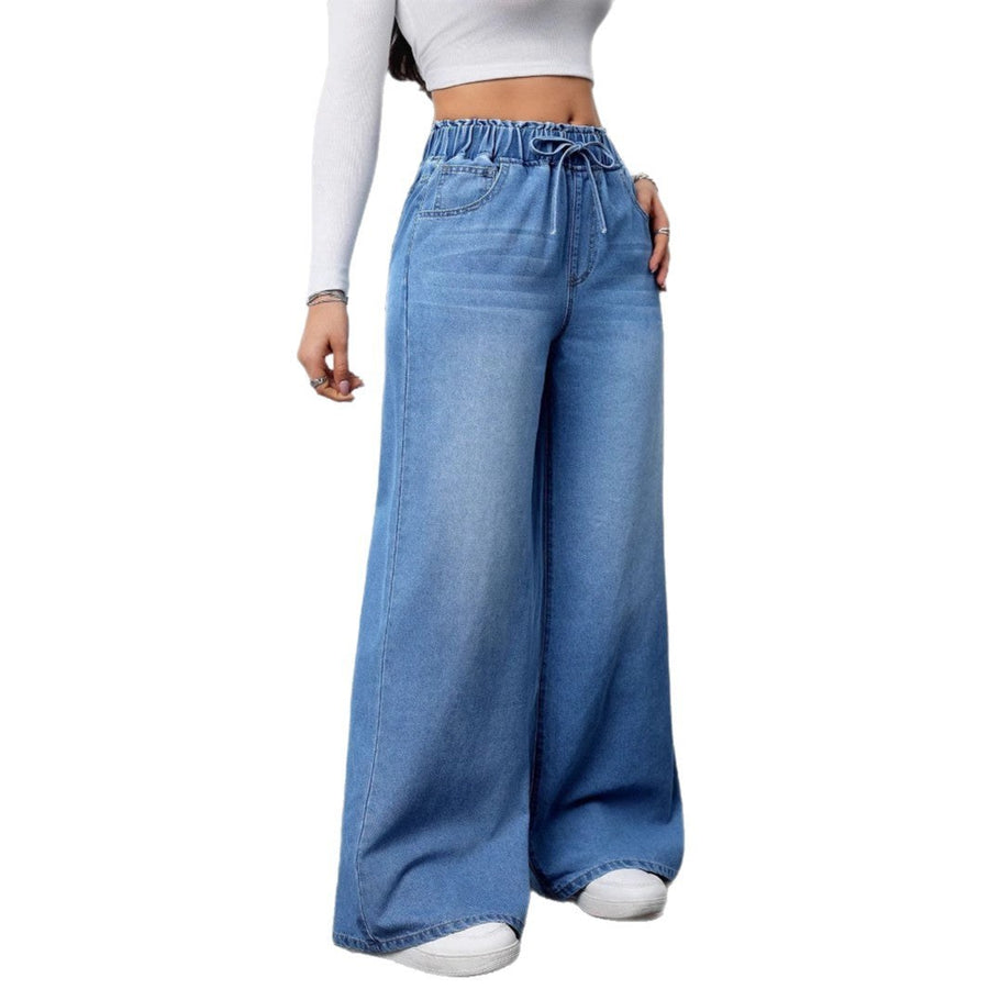 Nadine | Women's Drawstring Tailored Comfortable Jeans in Light Blue