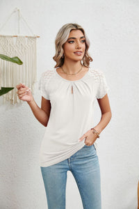 Nadine | Women's Short Sleeve Lace Blouse in White