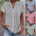Nancy | Women's V-Neck Striped Short Sleeve Blouse