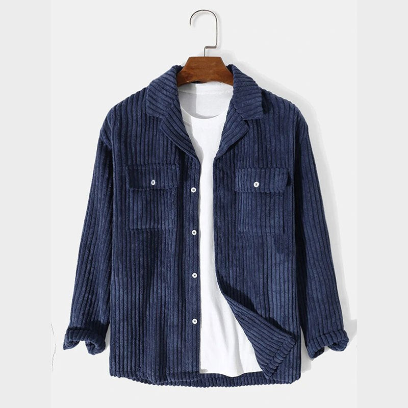 Nancy | Women's Pockets Corduroy Jacket in Blue