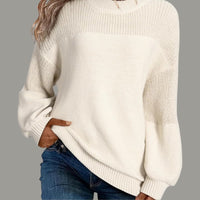 Nancy | Women's Textured Knit Panels Sweater in White