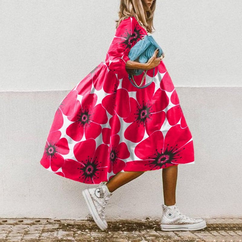 Naomi | Women's Dress – Casual Dress in White Red